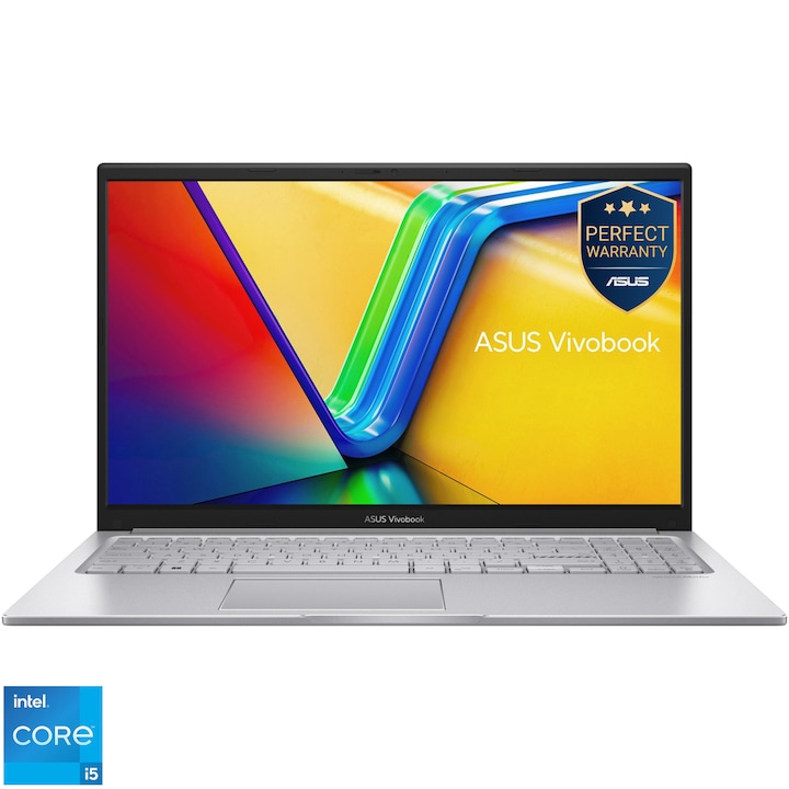 Laptop ASUS Vivobook 15 A1502VA cu procesor Intel® Core™ i5-13420H pana la 4.6GHz, 15.6', Full HD, IPS, 16GB DDR4 RAM, 512GB SSD, Intel® UHD Graphics, No OS, Cool Silver