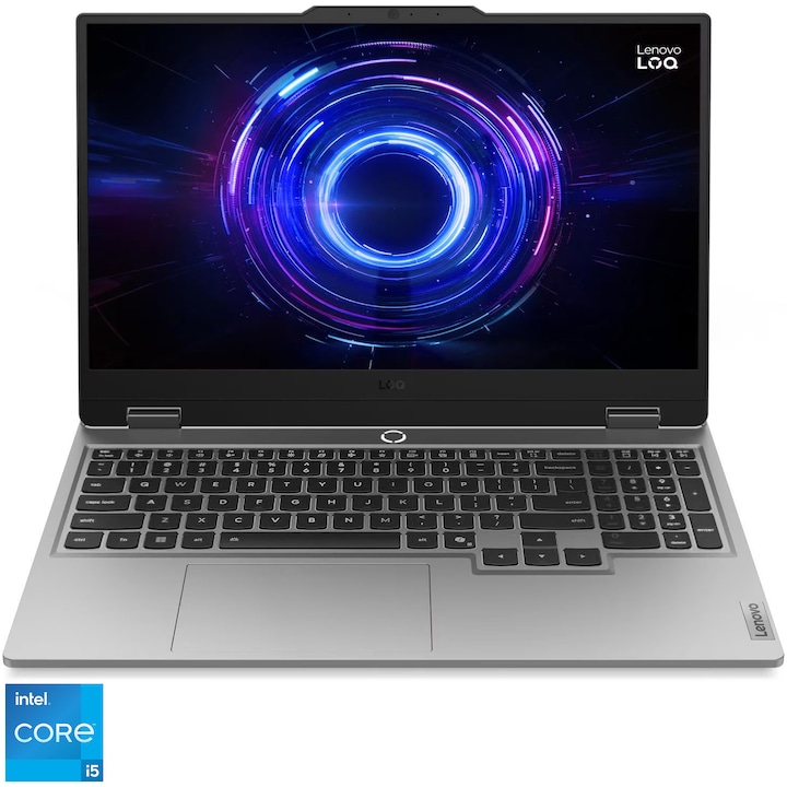 Laptop Gaming Lenovo LOQ 15IRX10 cu procesor Intel® Core™ i5-13450HX pana la 4.6GHz, 15.6'. Full HD, 24GB DDR5 RAM, 1TB SSD, NVIDIA® GeForce RTX™ 4050 8GB GDDR6, No OS, Luna Grey