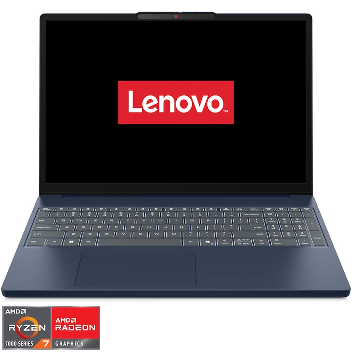 Laptop Lenovo IdeaPad Slim 3 15ARP10 cu procesor AMD Ryzen™ 7 7735HS pana la 4.75GHz, 15.3', WUXGA, IPS, 16GB DDR5 RAM, 512GB SSD, AMD Radeon™ 680M Graphics, No OS, Cosmic Blue